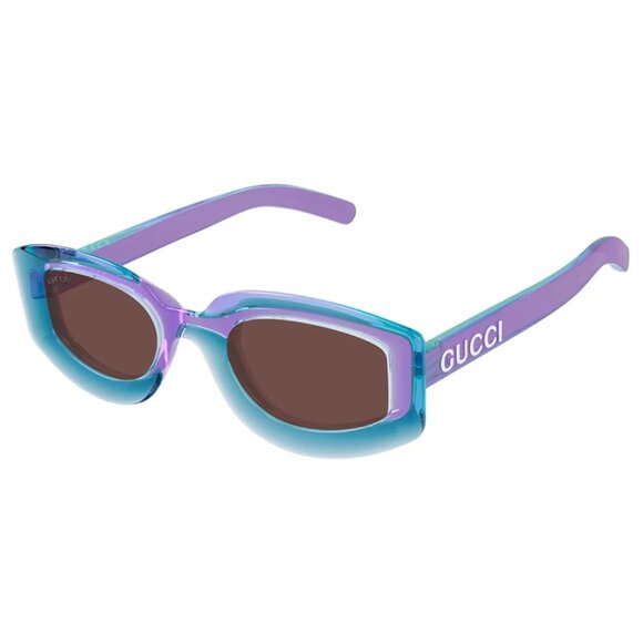 NWT GUCCI SUNGLASSES WOMEN VIOLET/BROWN EYEWEAR GEOMETRIC GUCCI - Picture 1 of 3